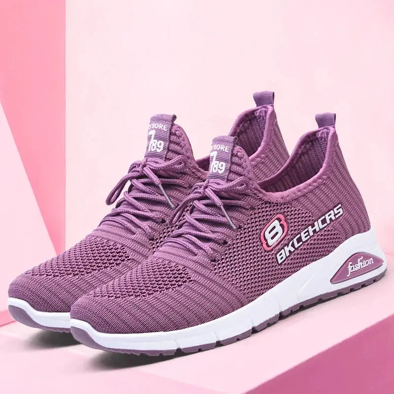 Women Casual Shoes Fashion Breathable Walking Mesh Flat Shoes Sneakers Women 2024 Gym Vulcanized Shoes Purple Female Footwear - Novo Fusion