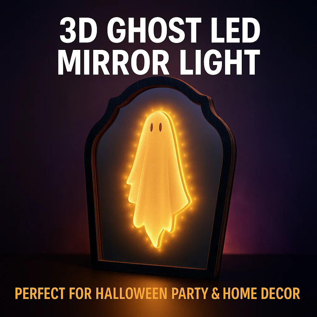 Halloween Ghost Hologram Mirror Scary Illusion LED Wall Decoration Haunted House Spooky Prank Ornament