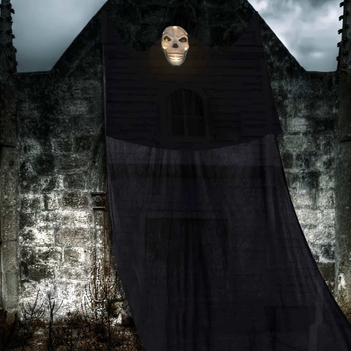 Halloween Hanging Decoration Scary Horror Atmosphere Motion Sound Activated Luminous Mask Haunted House Yard House Flying Props