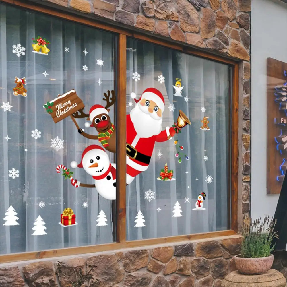 Christmas Window Stickers Merry Christmas Decorations For Home 2024 Christmas Wall Sticker Kids Wall Decals Happy New Year 2025 - Novo Fusion