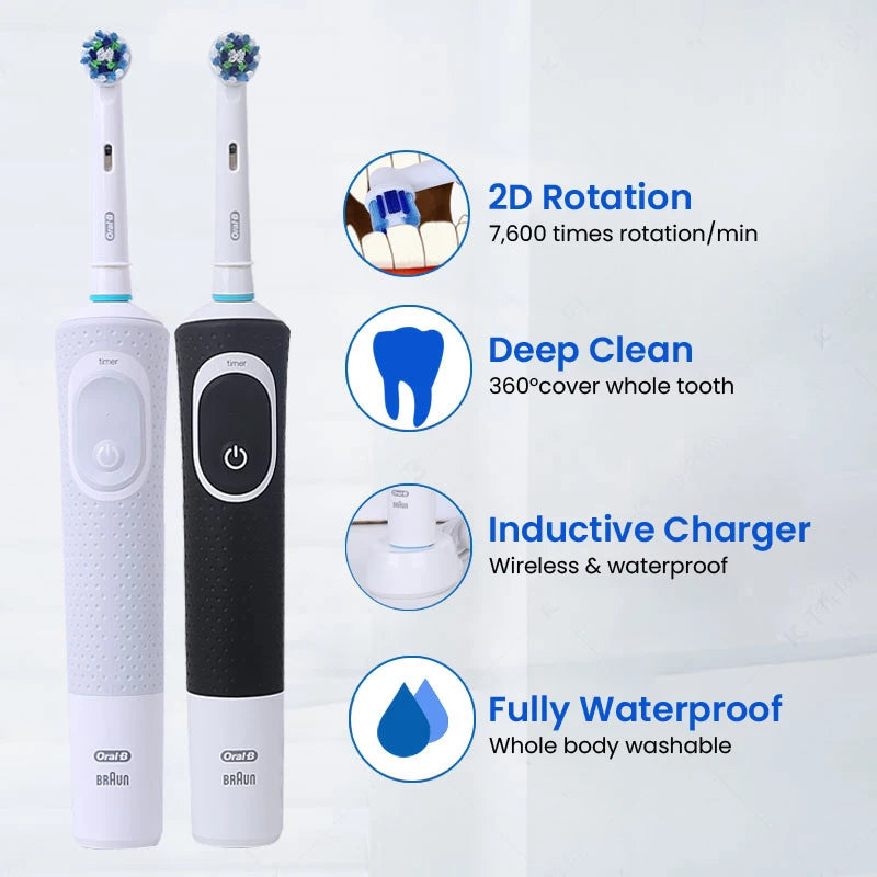 Oral B D100 Electric Toothbrush 2D Vitality Cleaning Teeth Brush Waterproof Electronic Teeth Brush Inductive Charger With Timer - Novo Fusion
