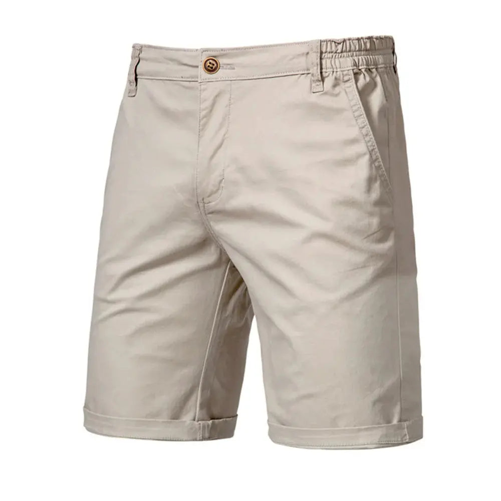 2021 New Summer 100% Cotton Solid Shorts Men High Quality Casual Business Social Elastic Waist Men Shorts 10 Colors Beach Shorts - Novo Fusion