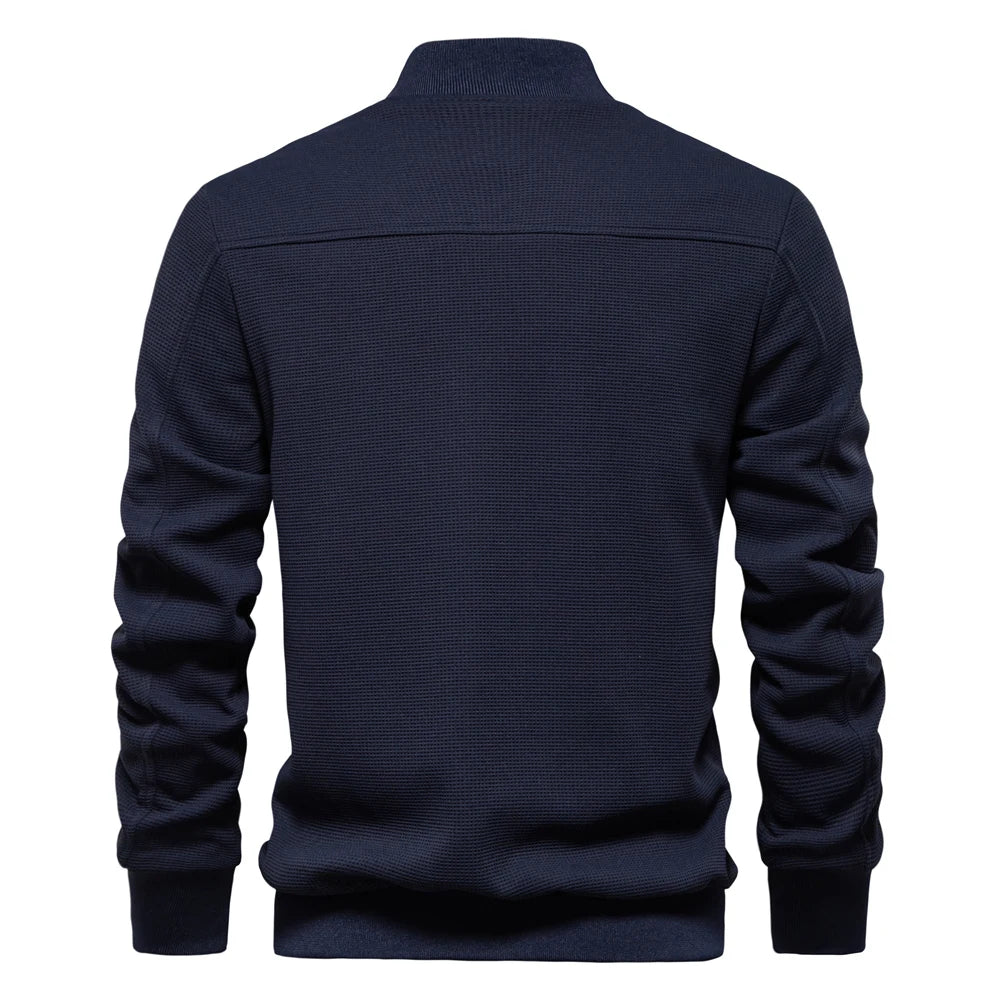 AIOPESON Mens Waffle Fleece Lined Bomber Jacket Autumn Winter Warm Casual Zipper Pocket Outwear Jackets and Coats for Men - Novo Fusion