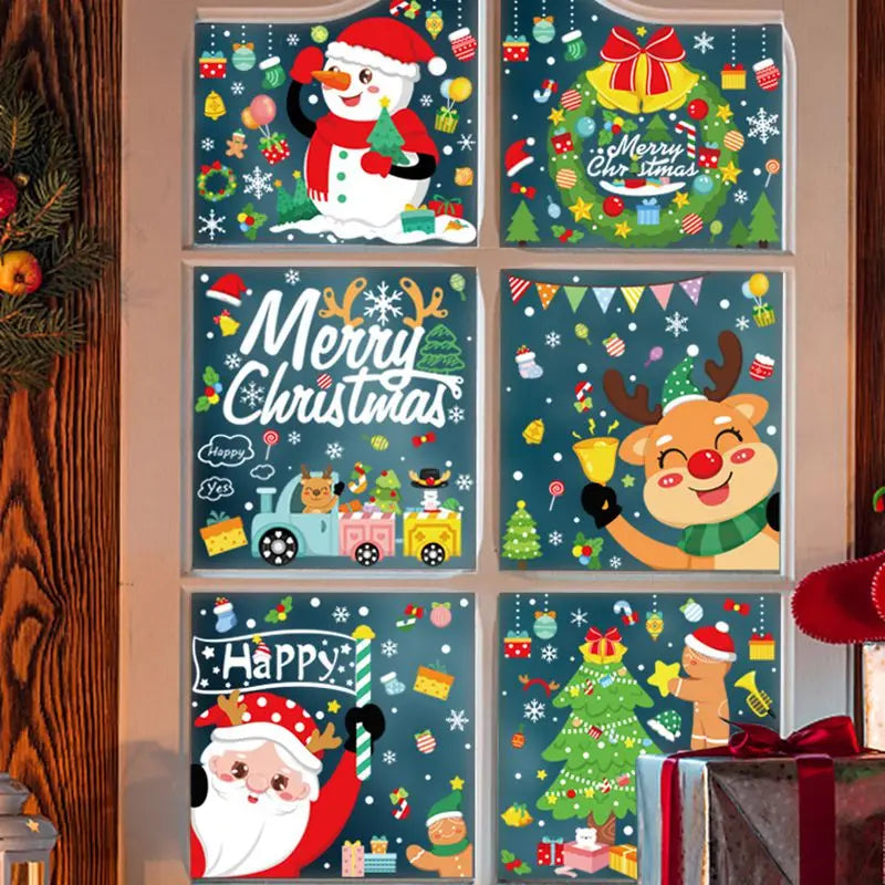 Christmas Window Stickers Santa Claus Snowflake DIY Wall Decal 2023 Christmas Decorations For Home New Year Ornaments Gift 2024 - Novo Fusion