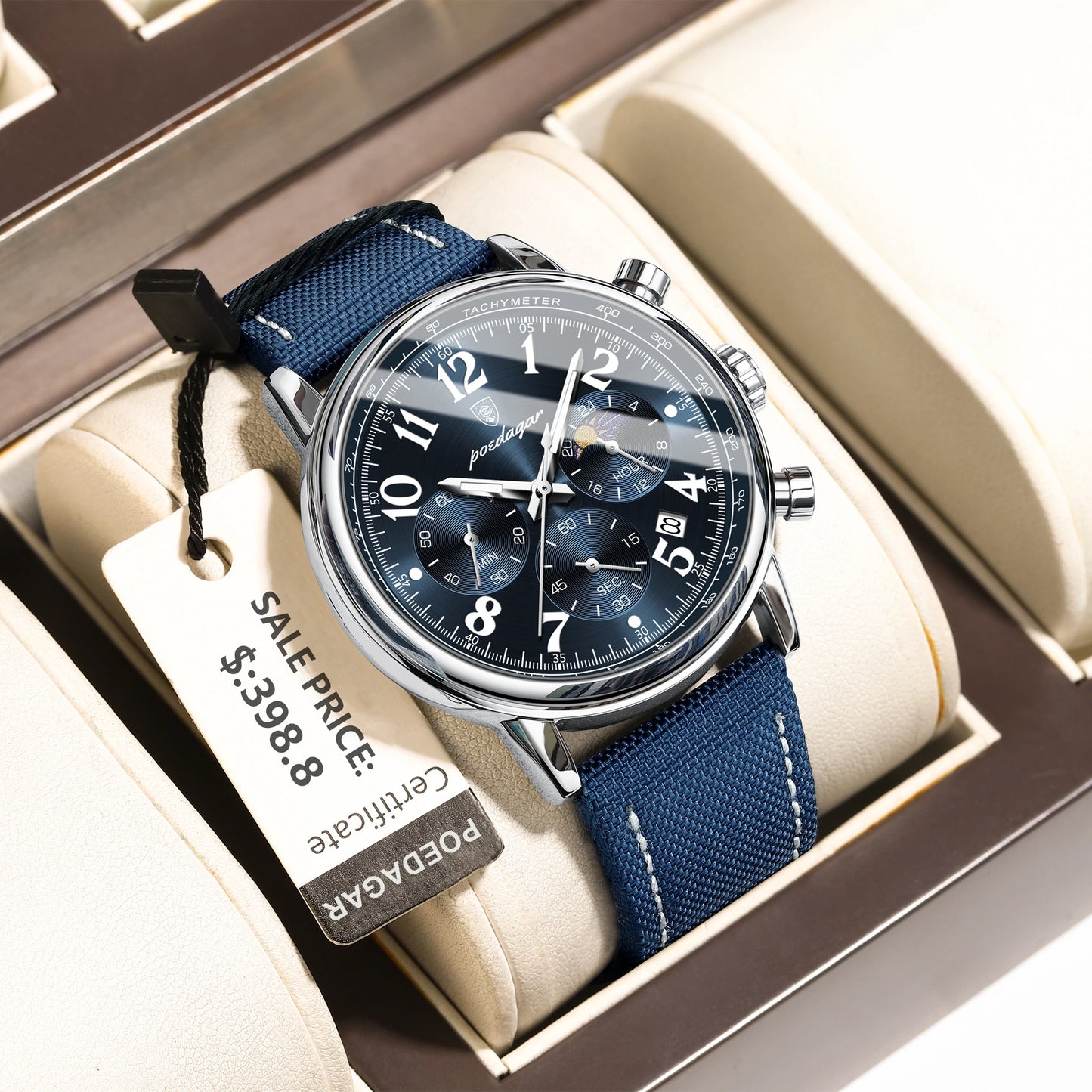 POEDAGAR Luxury Military Sports Watch for Man Waterproof Luminous Chronograph Date Men's Watches Quartz Nylon Leather Men Clock - Novo Fusion