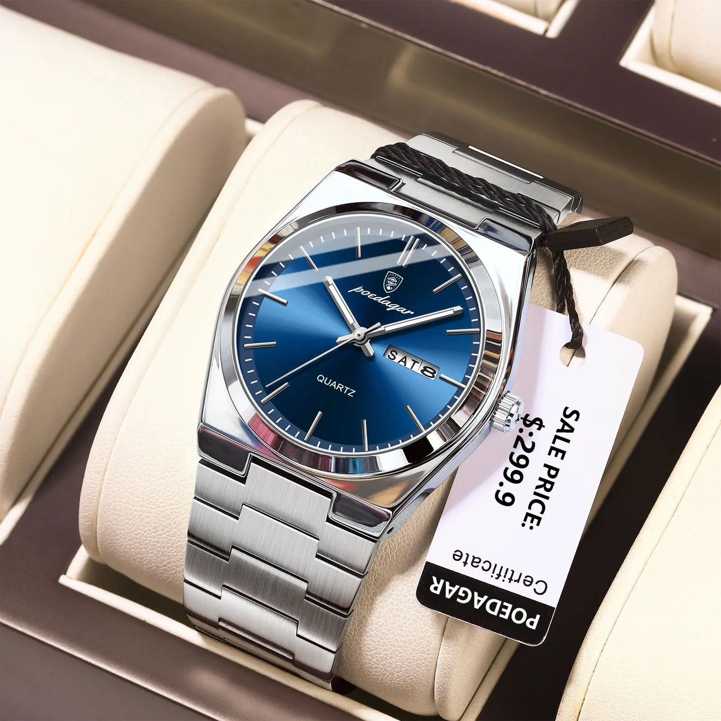 POEDAGAR Luxury Watch For Man Waterproof Luminous Date Week Stainless Steel Men Watch Casual Quartz Men's Watches Male Clock+box - Novo Fusion