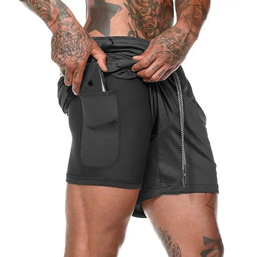 Men's Sport Shorts cool Sportswear Double-deck Running Shorts Summer 2 In 1 Casual Bottoms Fitness Training Jogging Short Pants - Novo Fusion