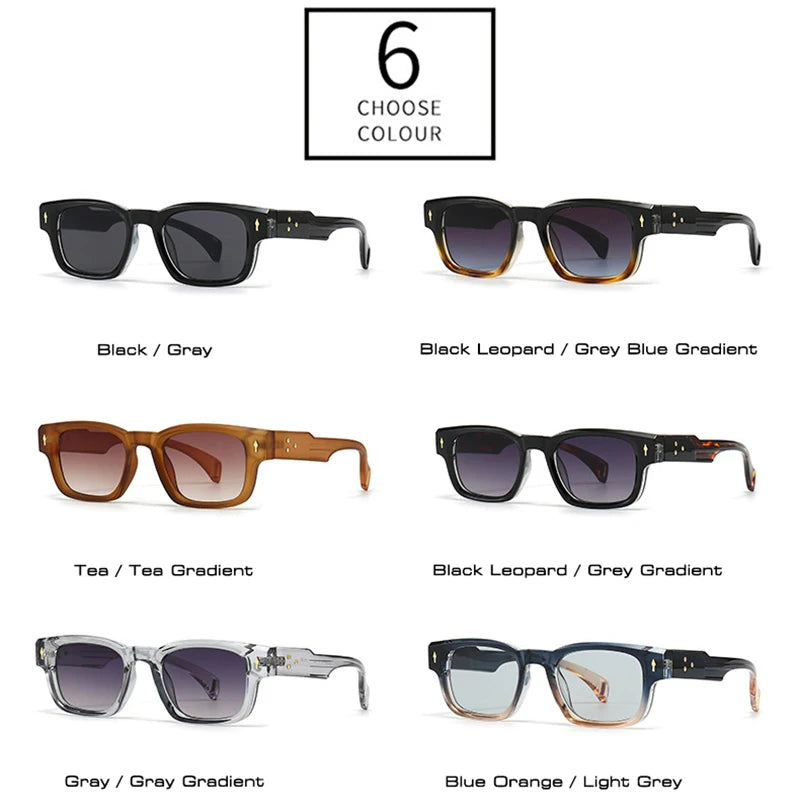 SO&EI Retro Square Sunglasses Women Fashion Brand Designer Gradient Shades UV400 Men Trending Rivets Punk Sun Glasses - Novo Fusion