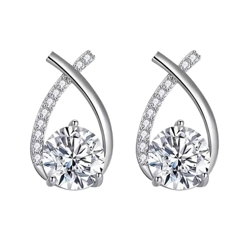 SKEDS Fashion Cross Stud Earrings For Women Girls Korean Style Elegant Crystal Jewelry Ear Rings Fishtail Lady Earrings Gift - Novo Fusion