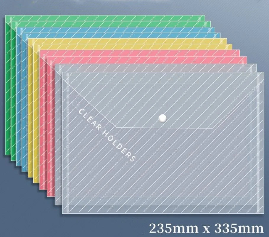 10pcs A4 Transparent File Bag Student Test Paper Storage Classification Office Documents Folders Organizer Information Pocket - Novo Fusion