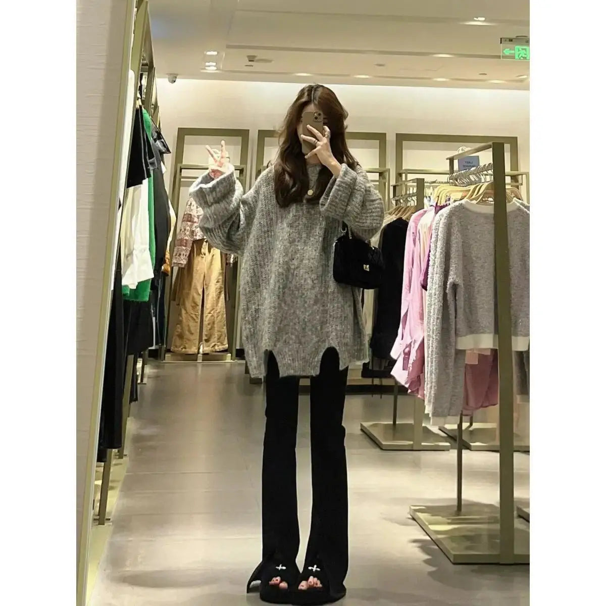Women 2023 Autumn Winter New Suits O-neck Sweater Knit Pullover Tops Female Straight Denim Pants Ladies Two Piece Sets R603 - Novo Fusion