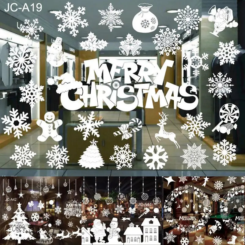 Christmas Window Stickers Merry Christmas Decorations For Home 2024 Christmas Wall Sticker Kids Wall Decals Happy New Year 2025 - Novo Fusion