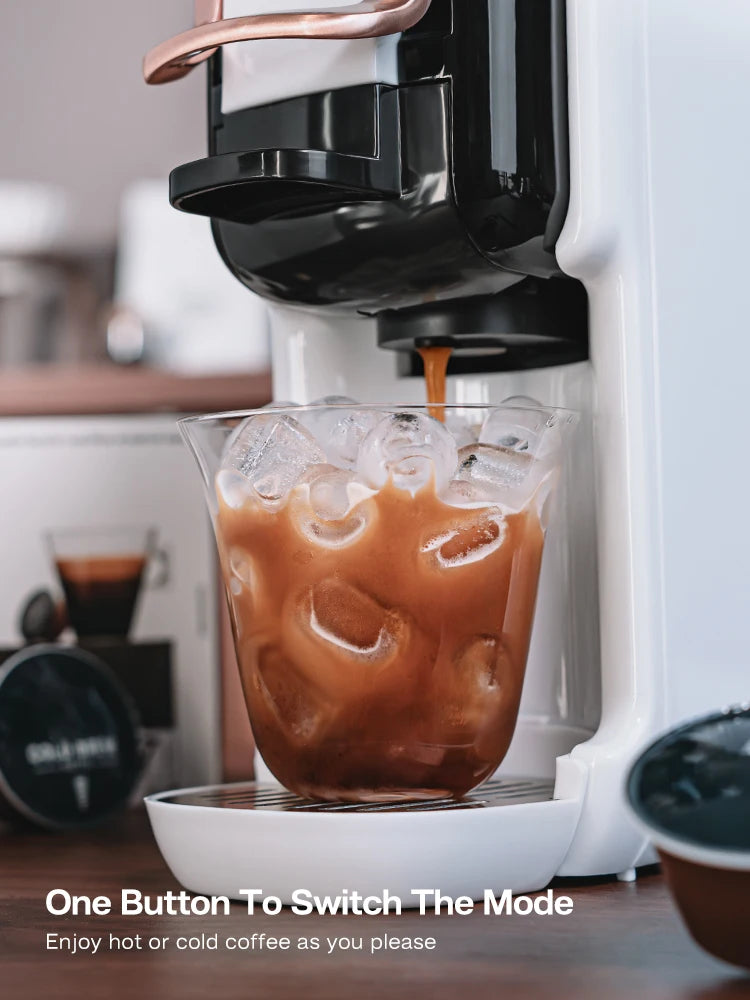 HiBREW 5 in 1 Multiple Capsule Coffee Machine Hot/Cold DG Cappuccino Nes Small Capsule ESE Pod Ground Coffee Cafeteria 19Bar H2B - Novo Fusion
