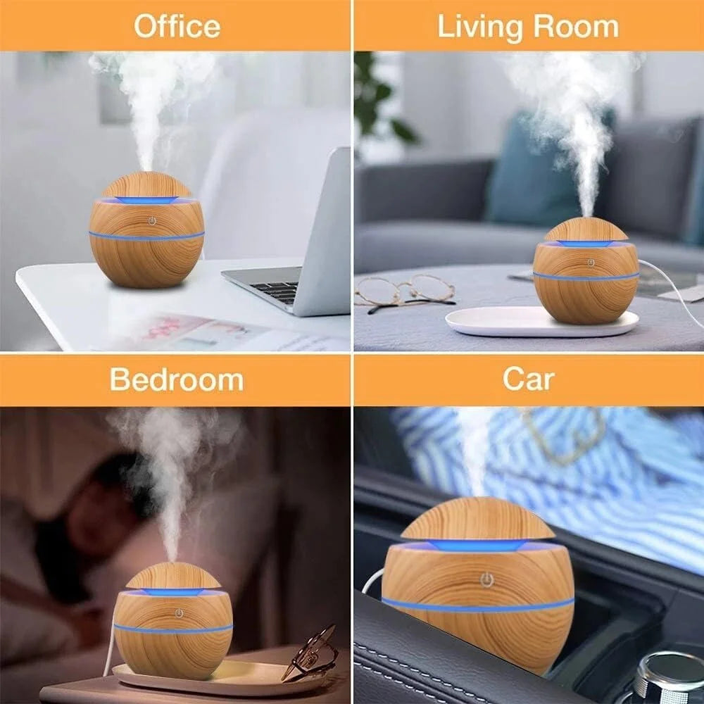 Humidifier Electric Air Aroma Diffuser Wood Ultrasonic Air Humidifier Essential Oil Aromatherapy Cool Mist Maker for Bedroom - Novo Fusion