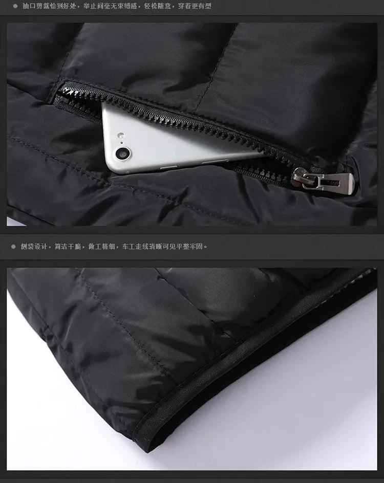 Men's Embroidery Brand High Quality Warm Vest Vest, Autumn and Winter Luxury Fashion Brand, Sleeveless Outdoor Windproof Jacket - Novo Fusion