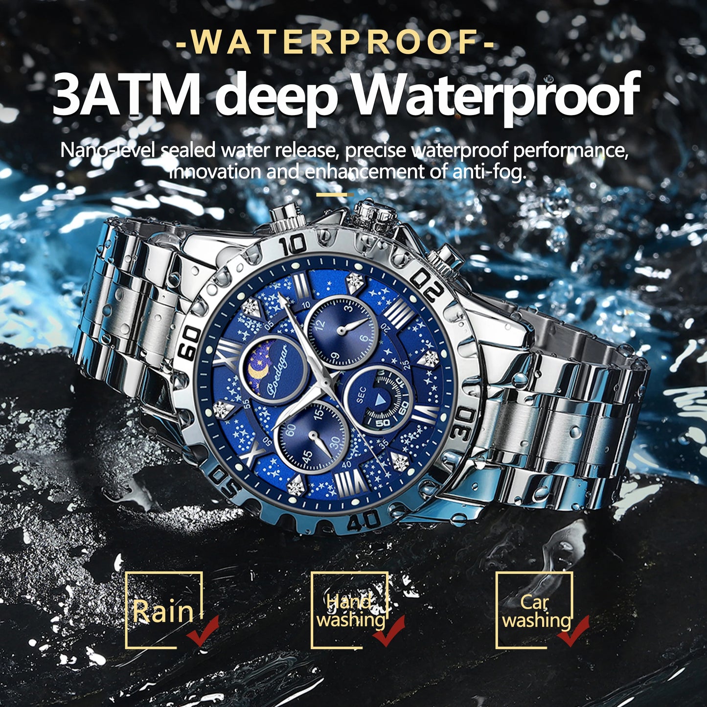 POEDAGAR Luxury Watch for Man Quartz Sports Men Watch Waterproof Luminous Stainless Steel Chronograph Men's Watches Clock Reloj - Novo Fusion