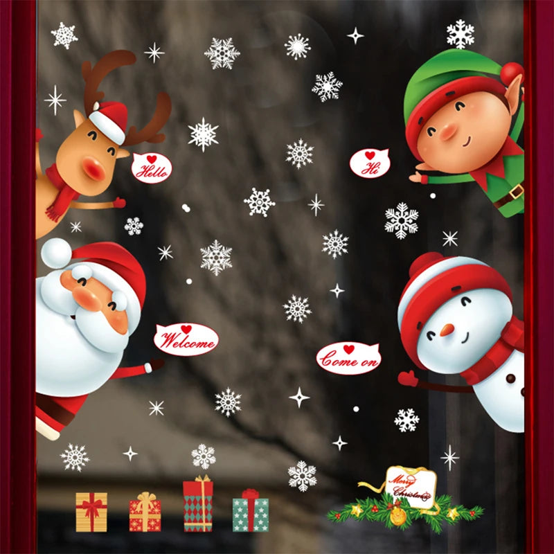 Christmas Window Stickers Merry Christmas Decorations For Home 2024 Christmas Wall Sticker Kids Wall Decals Happy New Year 2025 - Novo Fusion