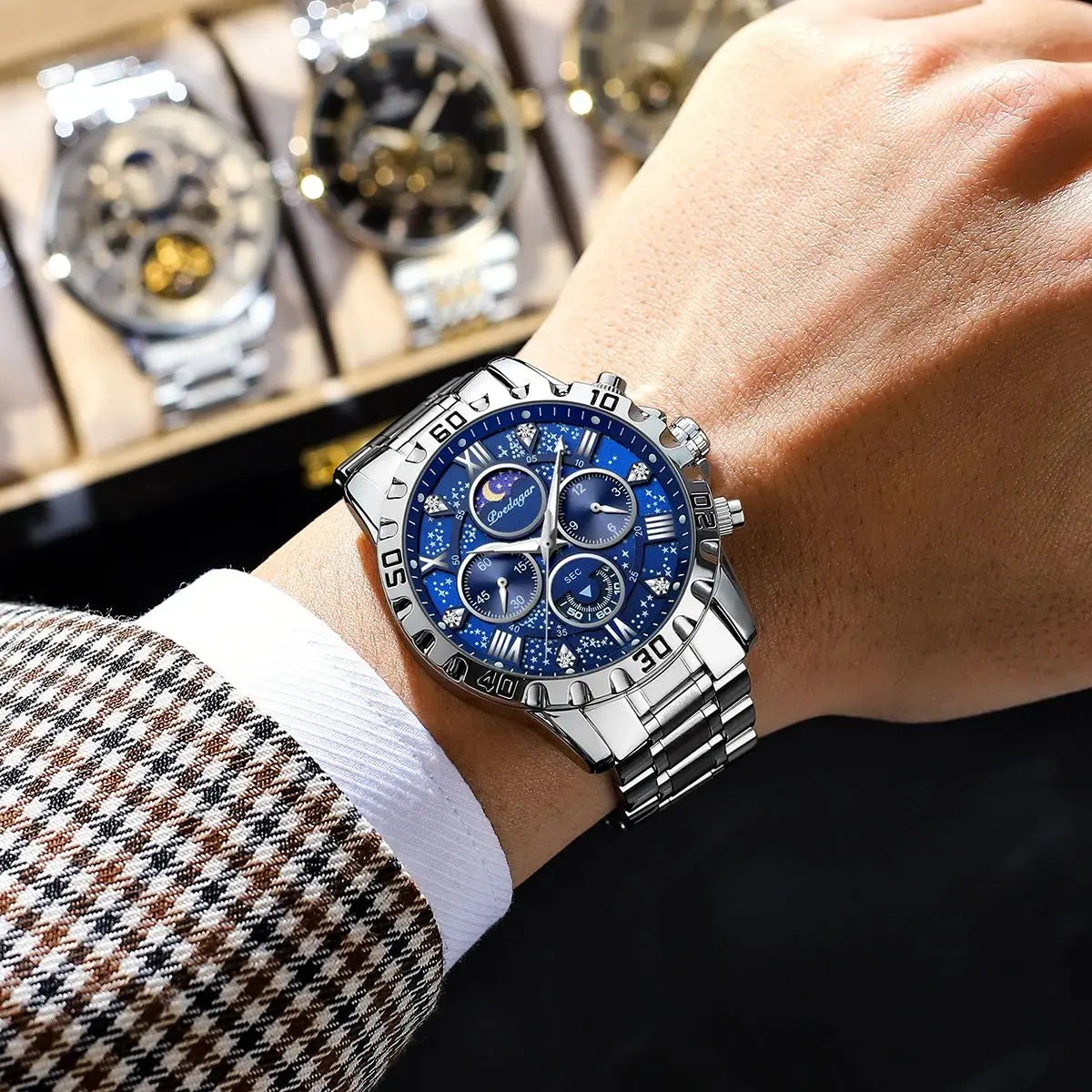 POEDAGAR Luxury Watch for Man Quartz Sports Men Watch Waterproof Luminous Stainless Steel Chronograph Men's Watches Clock Reloj - Novo Fusion