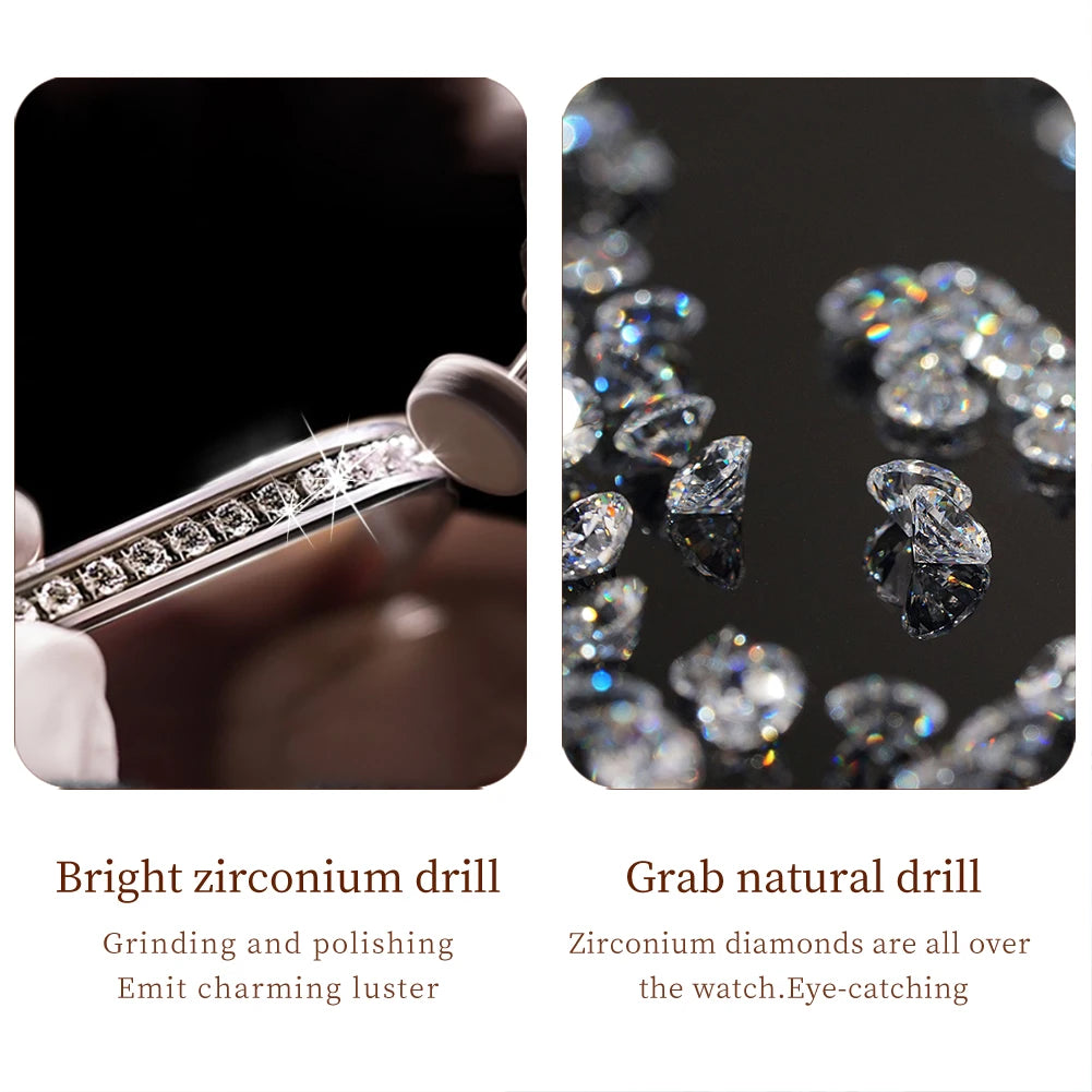 OLEVS Original Diamond Watch for Women Fashion Elegant Stainless Steel Waterproof Quartz Wristwatch Luxury Ladies Dress Watches - Novo Fusion