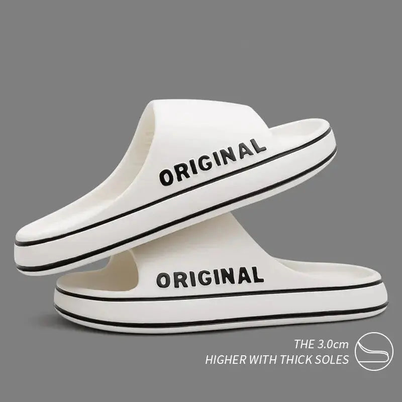 Feslishoet Women Letter Slippers Beach Slides Solid Color Mens Thick Sole Indoor Bathroom Anti Slip Shoes Summer Couple Sandals - Novo Fusion