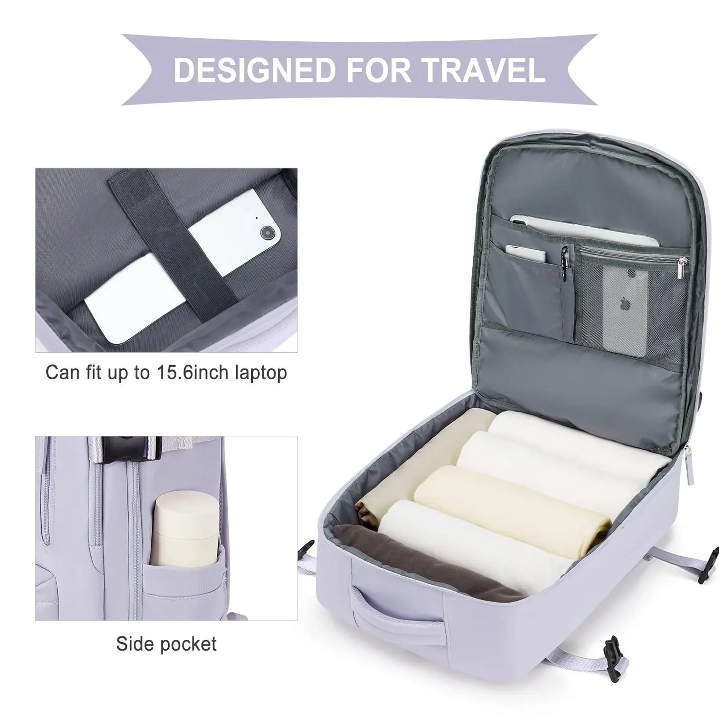 Women's Cabin Travel Backpack Laptop Bag Large Capacity Easyjet Carry-Ons 45x36x20 Backpack Ryanair 40x20x25 Water Resistant Bag - Novo Fusion