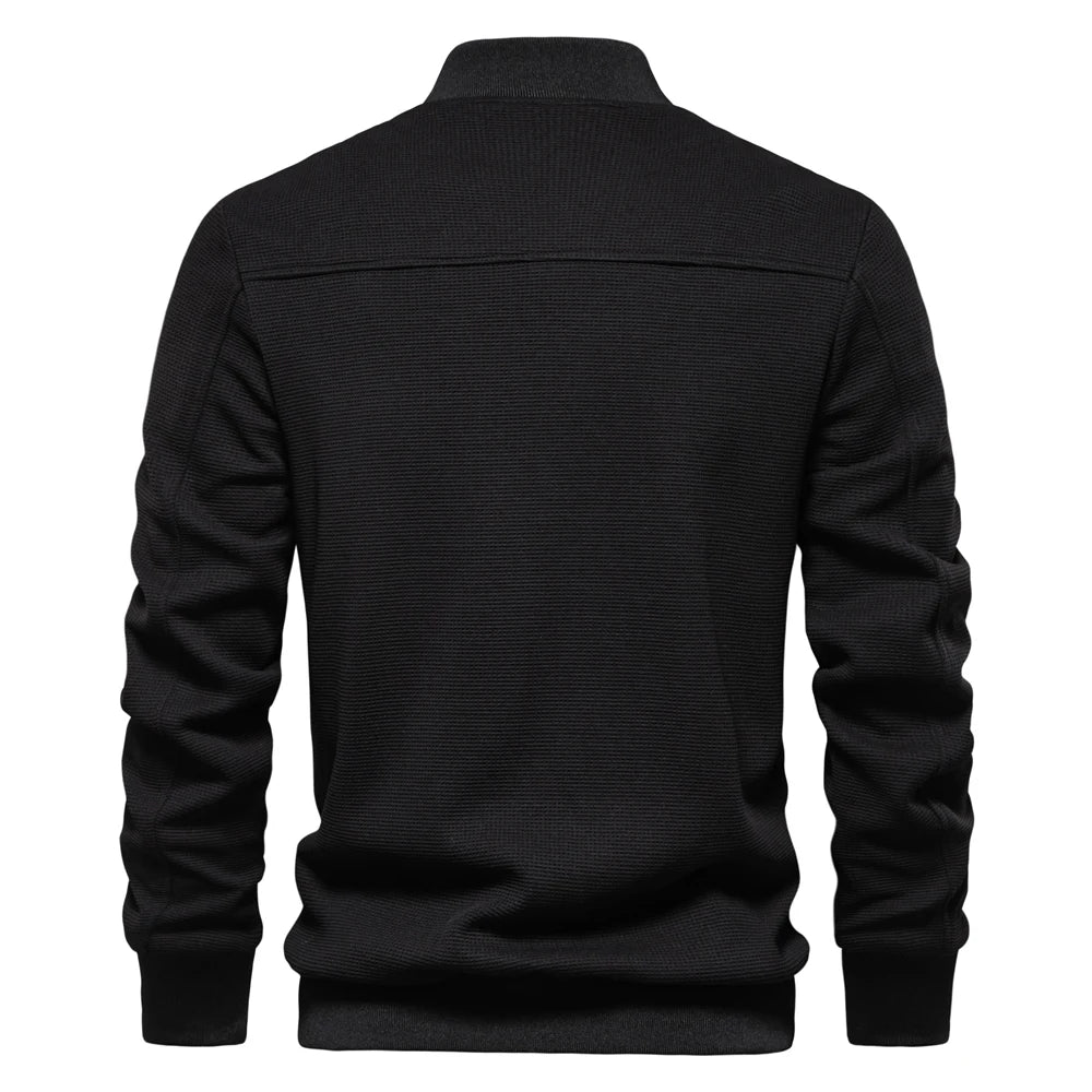 AIOPESON Mens Waffle Fleece Lined Bomber Jacket Autumn Winter Warm Casual Zipper Pocket Outwear Jackets and Coats for Men - Novo Fusion