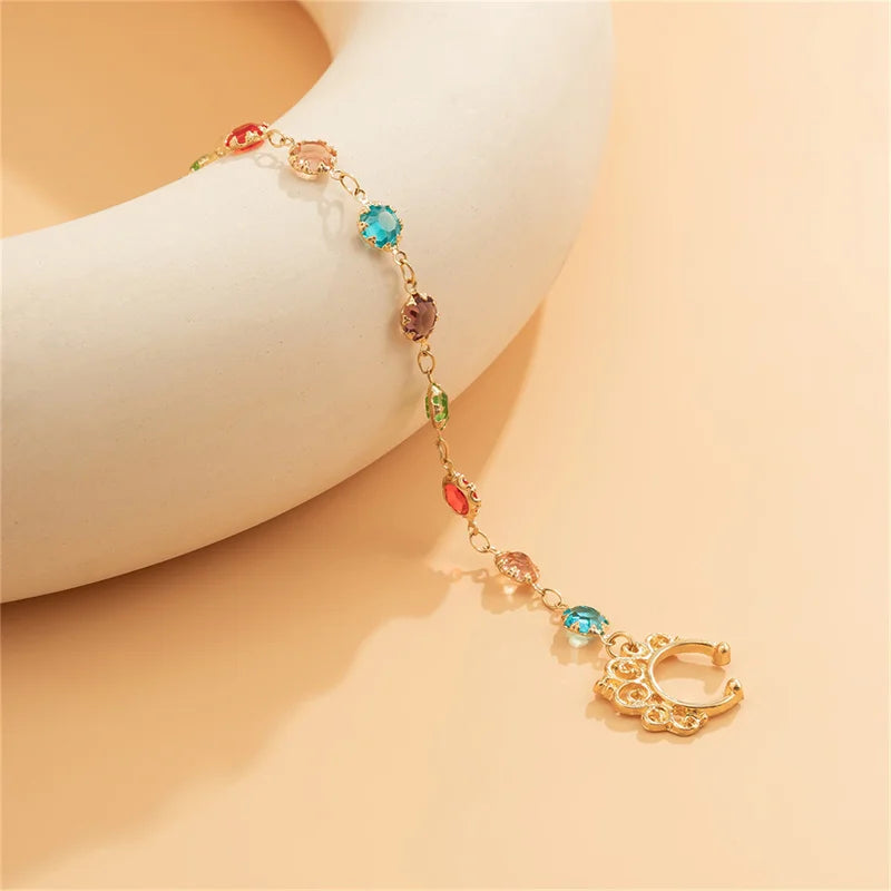 Indian Nose Chain Earrings Nose Clip Fashion European And American Personality Punk For Women Earrings Geometric Tassel Chain Novo Fusion - Chic Essentials for Life's Canvas