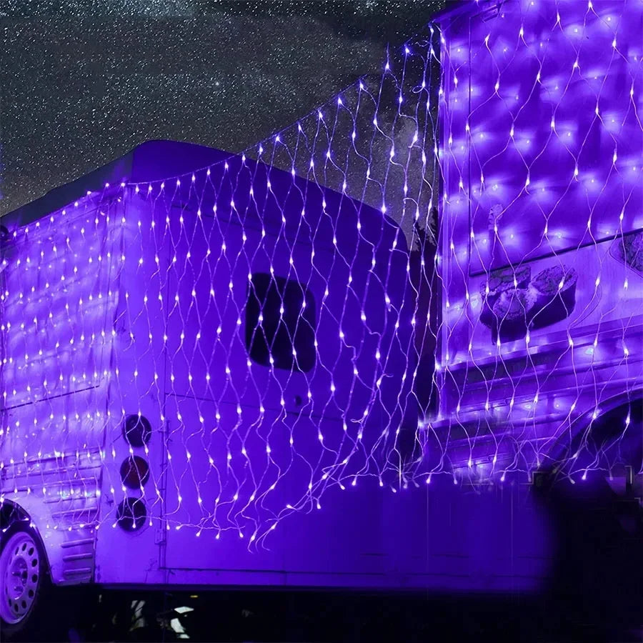 Halloween purple LED Net Mesh Fairy String Light Garland Window Curtain Christmas Fairy Light Wedding Party Garland Light - Novo Fusion