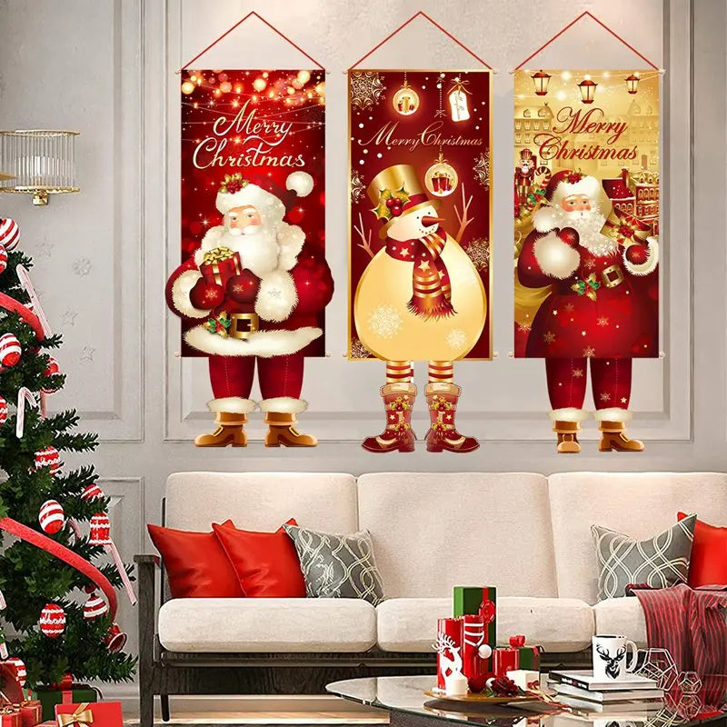 Santa Claus Hanging Flag Merry Christmas Decorations For Home 2024 Christmas Ornaments Navidad Natal Xmas New Year Gifts 2025 - Novo Fusion