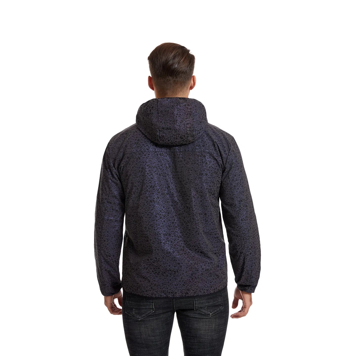 Autumn Winter Colorful Reflective Hooded Jacket Mens Harajuku Hip Hop Night Club Reflect Light Shiny Coats Windbreaker - Novo Fusion