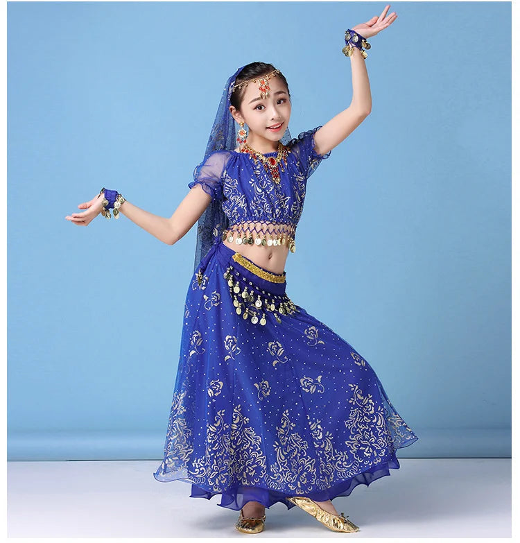 4pcs/set New Kids Belly Dance Costume Set Oriental Indian Dancing Costumes Belly Dance Wear Dress Indian Clothes for Girls Novo Fusion - Chic Essentials for Life's Canvas