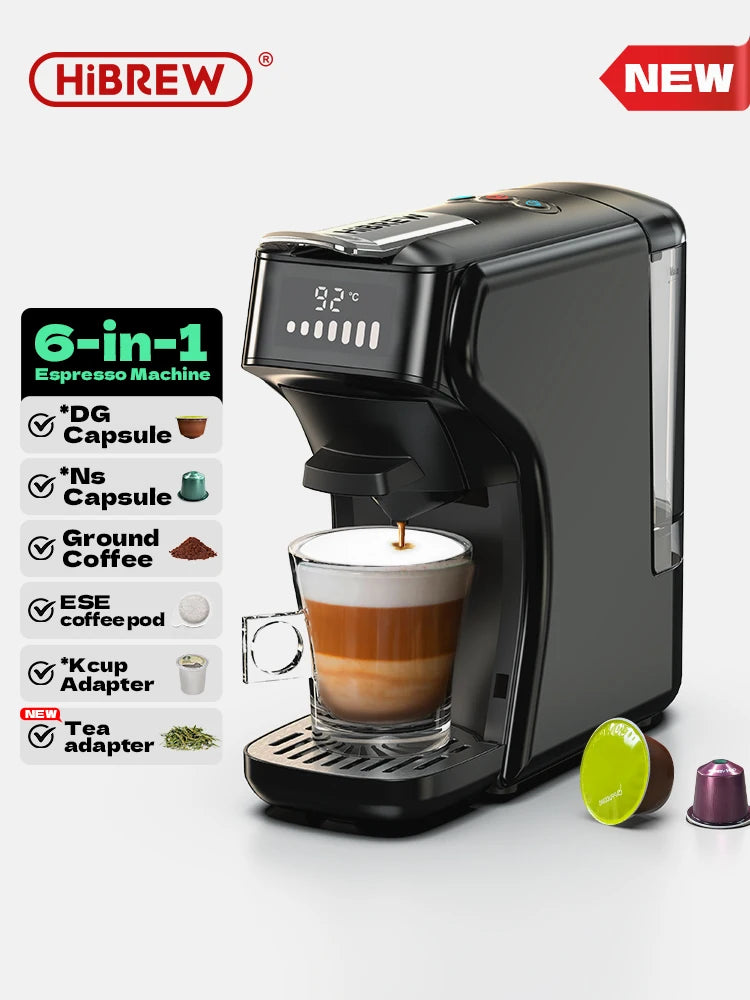 HiBREW 6in1 Capsule Coffee Machine Hot/Cold Multiple Espresso Cafetera Cappuccino Coffee Maker Dolce Gusto Nespresso Powder H1B - Novo Fusion