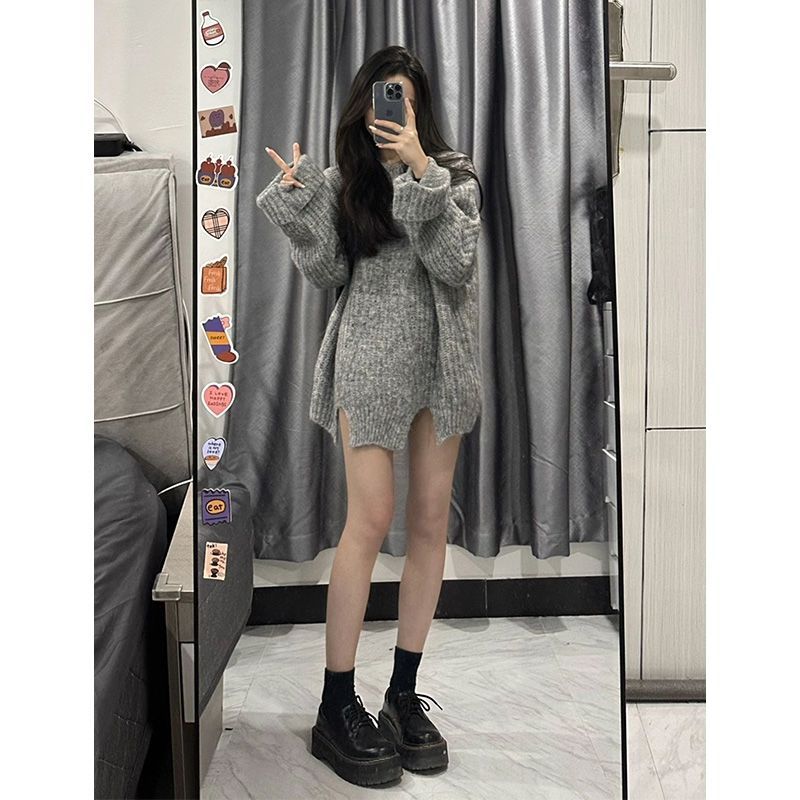 Women 2023 Autumn Winter New Suits O-neck Sweater Knit Pullover Tops Female Straight Denim Pants Ladies Two Piece Sets R603 - Novo Fusion