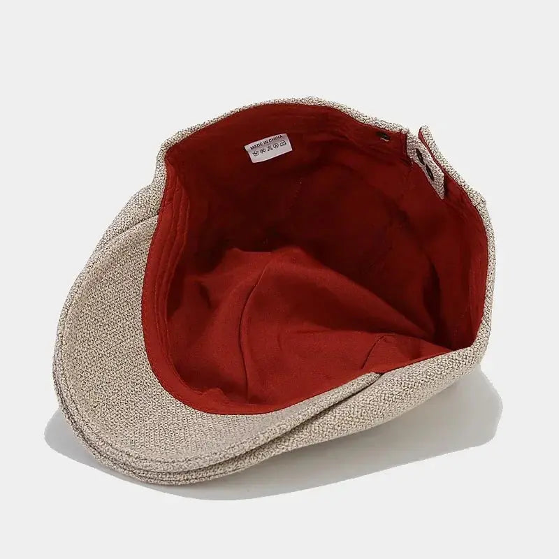 Summer Mens Beret Linen Peaked Cap Adjustable Newsboy Cap Breathable Vintage Solid Black Ivy Duckbill Hat Boinas Para Mujer - Novo Fusion