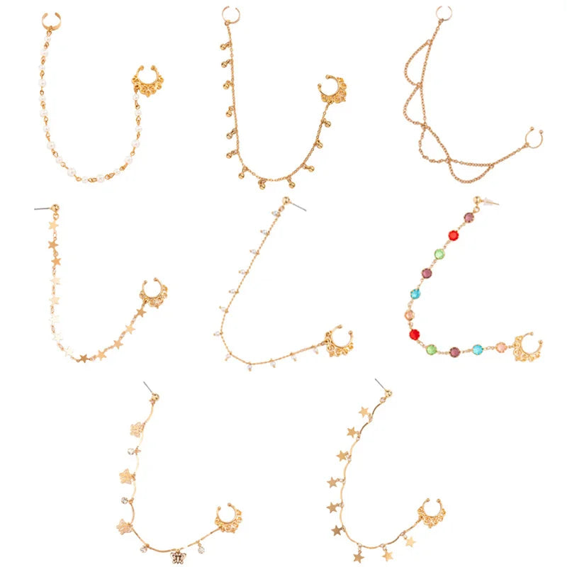 Indian Nose Chain Earrings Nose Clip Fashion European And American Personality Punk For Women Earrings Geometric Tassel Chain Novo Fusion - Chic Essentials for Life's Canvas