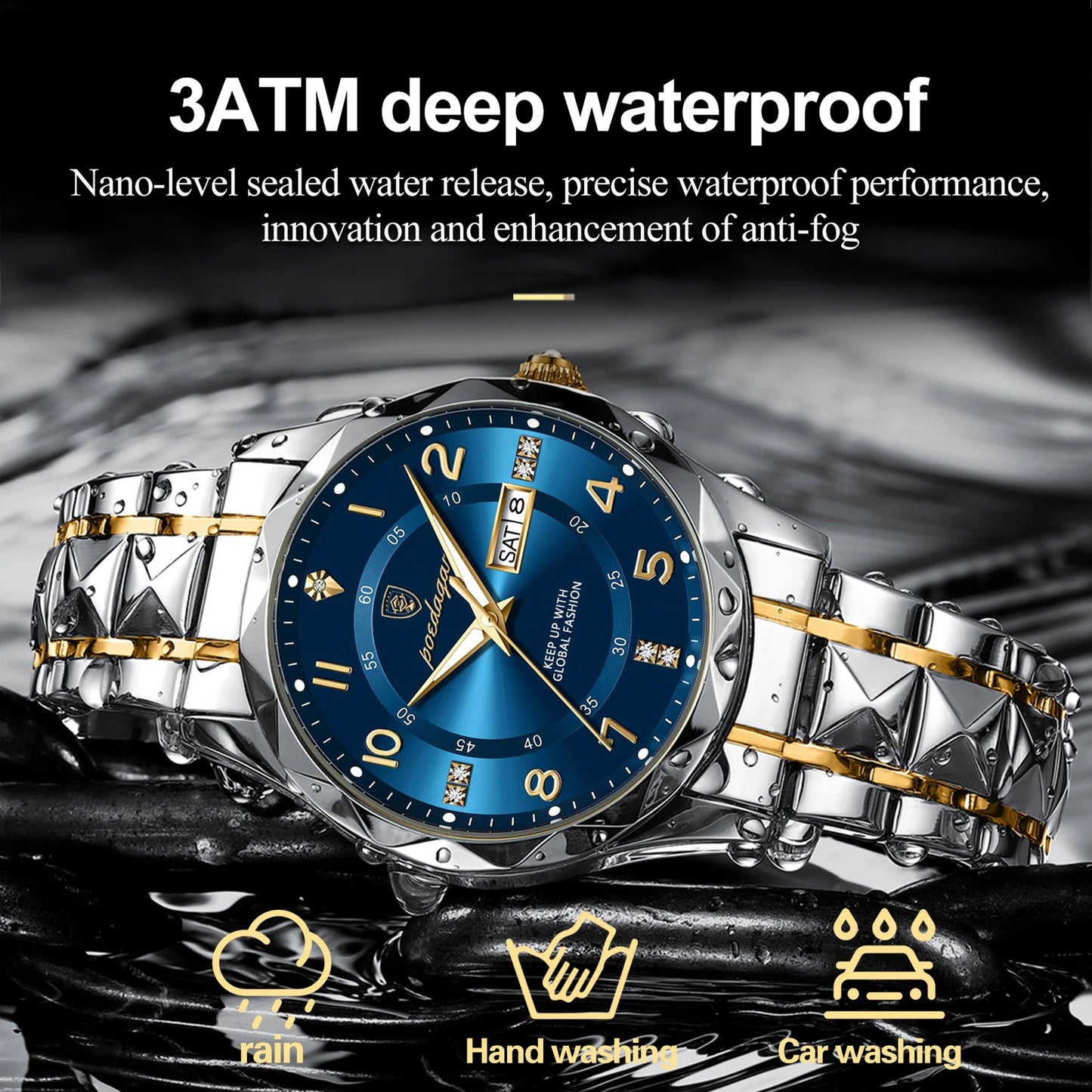 POEDAGAR Luxury Men Quartz Watch Waterproof Date Week Luminous Wristwatch Stainless Steel Men's Watches Male Clock Sports Reloj - Novo Fusion
