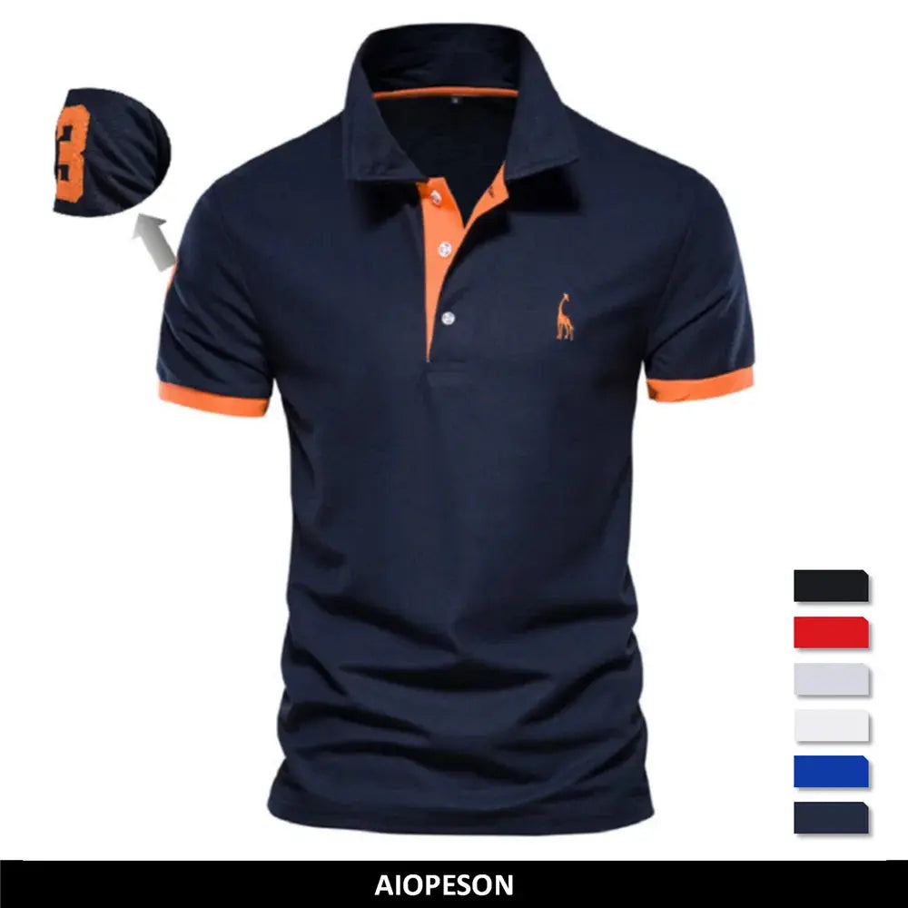 AIOPESON Embroidery 35% Cotton Polo Shirts for Men Casual Solid Color Slim Fit Mens Polos New Summer Fashion Brand Men Clothing - Novo Fusion