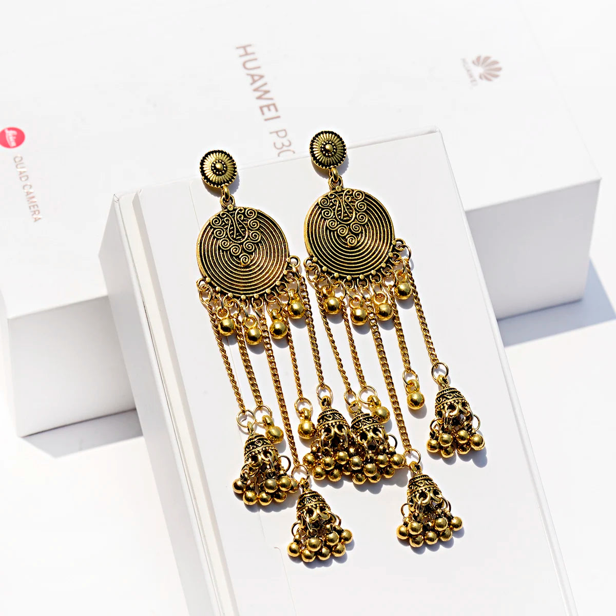 2023 New Indian Jhumka Earrings Retro Jewelry For Women Boho Ethnic Vintage Golden Long Tassel Drop Round Beaded Earrins Jewelry Novo Fusion - Chic Essentials for Life's Canvas