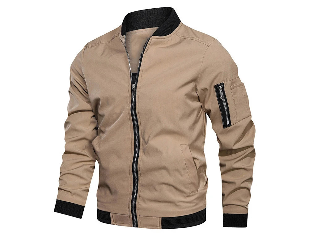 Spring Autumn Men's Bomber Jacket Casual Lightweight Jacket For Men Sports Windbreaker Zip Up Coat with Pockets Clothing - Novo Fusion