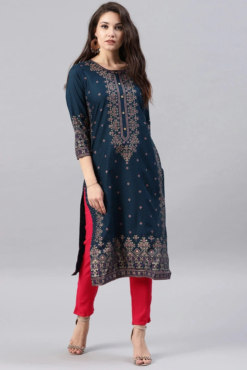 Kurtas for Women Spring Summer Women's Indian Dress Cotton Printed Floral Ethnic Style Kurti Top South Asian Clothes Novo Fusion - Chic Essentials for Life's Canvas