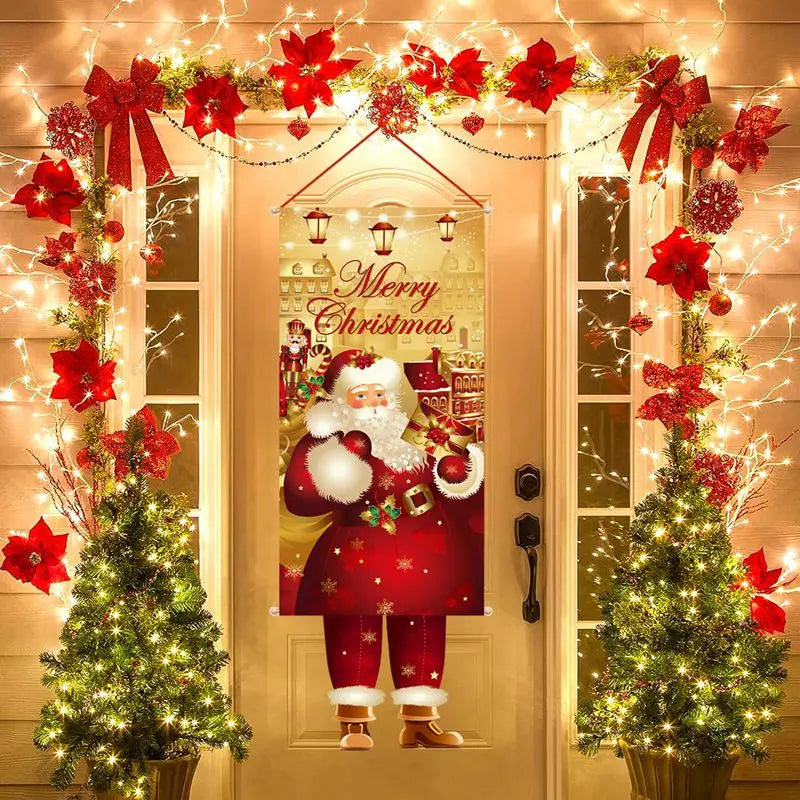 Santa Claus Hanging Flag Merry Christmas Decorations For Home 2024 Christmas Ornaments Navidad Natal Xmas New Year Gifts 2025 - Novo Fusion