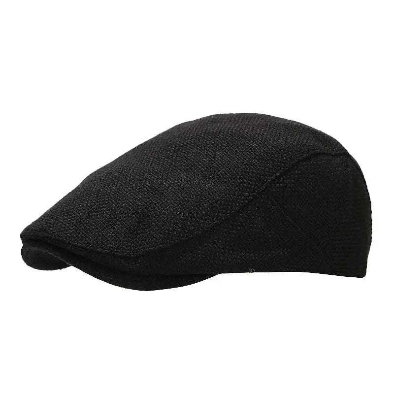 Summer Mens Beret Linen Peaked Cap Adjustable Newsboy Cap Breathable Vintage Solid Black Ivy Duckbill Hat Boinas Para Mujer - Novo Fusion