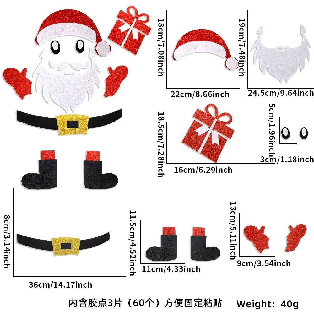 Christmas Door Window Stickers Felt Cloth Snowman Santa Claus Elk Wall Sticker Christmas Home Decoration Happy New Year 2024 - Novo Fusion