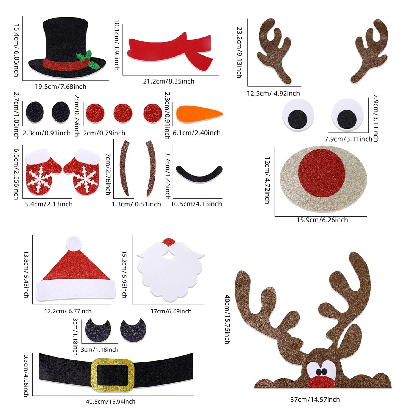 Christmas Door Window Stickers Felt Cloth Snowman Santa Claus Elk Wall Sticker Christmas Home Decoration Happy New Year 2024 - Novo Fusion