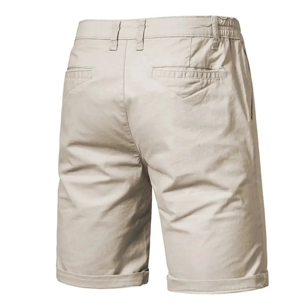 2021 New Summer 100% Cotton Solid Shorts Men High Quality Casual Business Social Elastic Waist Men Shorts 10 Colors Beach Shorts - Novo Fusion