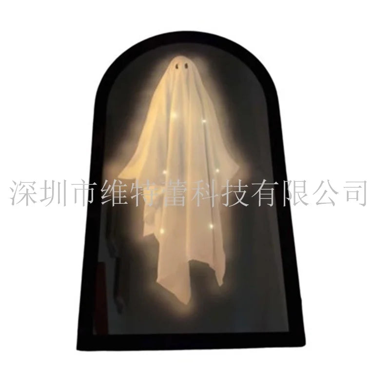 Halloween Ghost Hologram Mirror Scary Illusion LED Wall Decoration Haunted House Spooky Prank Ornament