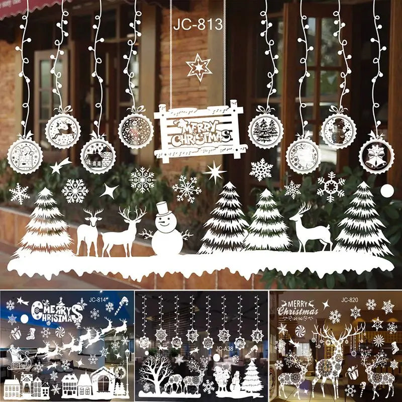Christmas Window Stickers Merry Christmas Decorations For Home 2024 Christmas Wall Sticker Kids Wall Decals Happy New Year 2025 - Novo Fusion