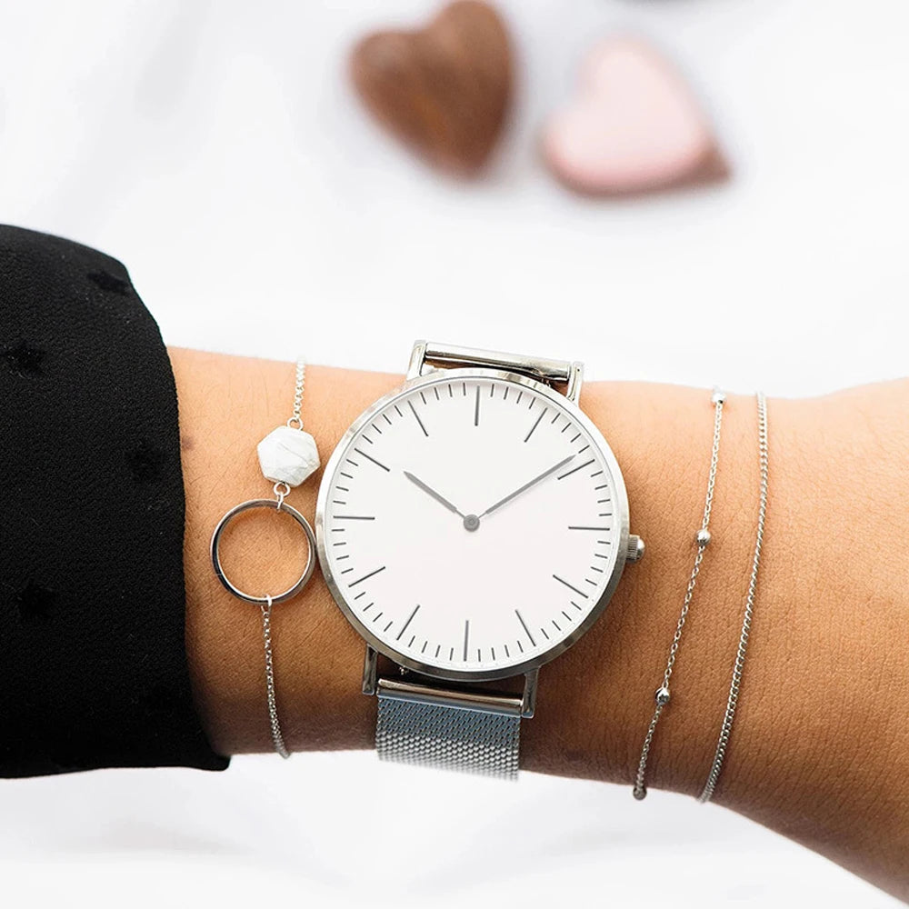 Luxury Rose Gold Watch Women Bracelet Top Brand Ladies Casual Quartz Clock Steel Women's Wristwatch Montre Femme Relogio - Novo Fusion