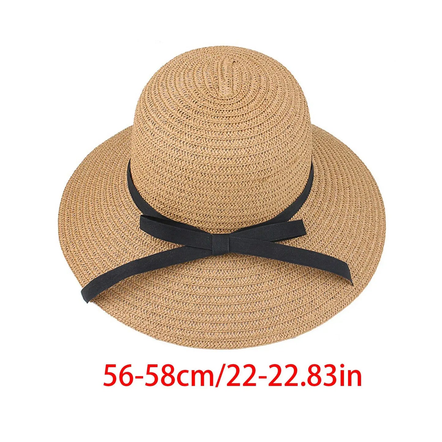 Summer Straw Hat Big Wide Brim Foldable Beach Sun Hat Straw Floppy Sun Block UV Protection Hat Ladies Outdoor Travel Straw Hat - Novo Fusion