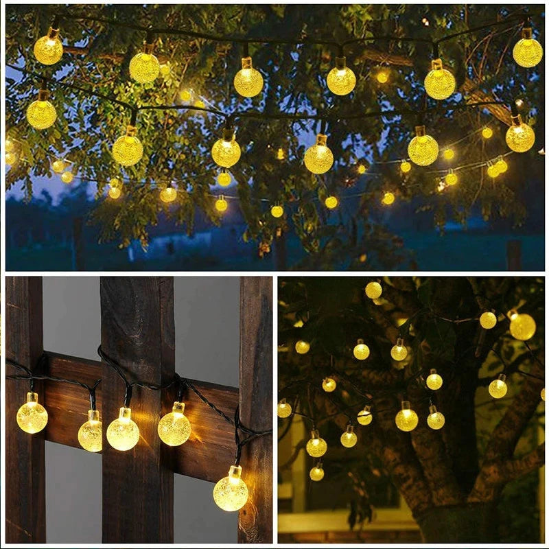 Solar Crystal Globe LED String Lights 60 LED 8 Lighting Modes IP65 Fairy Light Christmas Garland For Garden Party Decor 1pc/2pcs - Novo Fusion